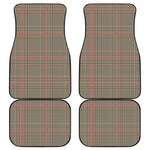 Brown Beige And Red Glen Plaid Print Front and Back Car Floor Mats