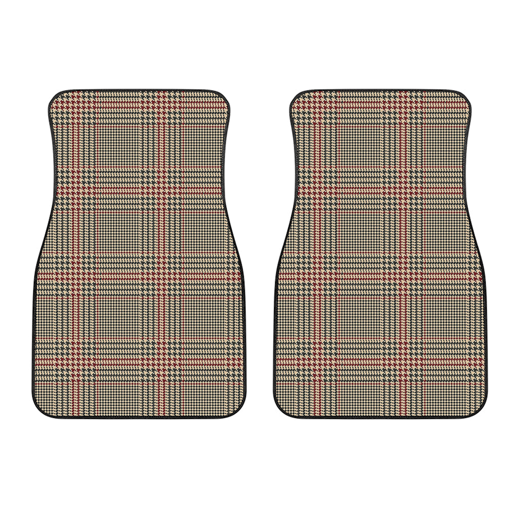 Brown Beige And Red Glen Plaid Print Front Car Floor Mats