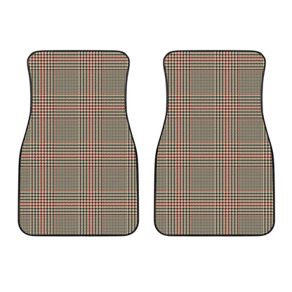Brown Beige And Red Glen Plaid Print Front Car Floor Mats