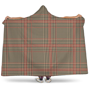 Brown Beige And Red Glen Plaid Print Hooded Blanket