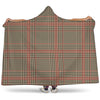 Brown Beige And Red Glen Plaid Print Hooded Blanket