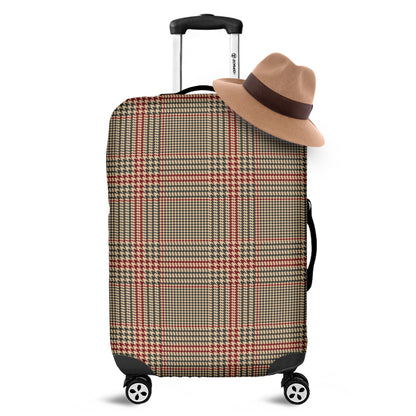Brown Beige And Red Glen Plaid Print Luggage Cover