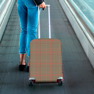 Brown Beige And Red Glen Plaid Print Luggage Cover
