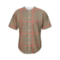 Brown Beige And Red Glen Plaid Print Men's Baseball Jersey