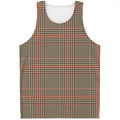 Brown Beige And Red Glen Plaid Print Men's Tank Top