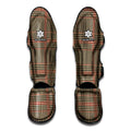 Brown Beige And Red Glen Plaid Print Muay Thai Shin Guards