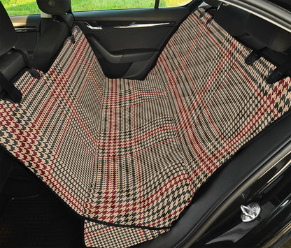 Brown Beige And Red Glen Plaid Print Pet Car Back Seat Cover