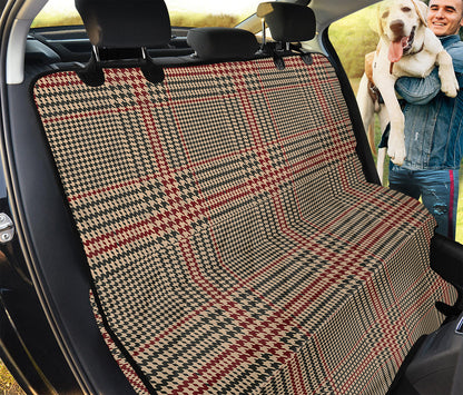 Brown Beige And Red Glen Plaid Print Pet Car Back Seat Cover