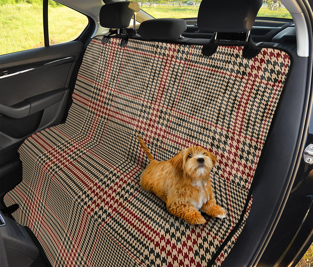 Brown Beige And Red Glen Plaid Print Pet Car Back Seat Cover