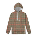 Brown Beige And Red Glen Plaid Print Pullover Hoodie