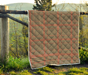 Brown Beige And Red Glen Plaid Print Quilt