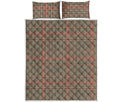 Brown Beige And Red Glen Plaid Print Quilt Bed Set