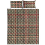 Brown Beige And Red Glen Plaid Print Quilt Bed Set