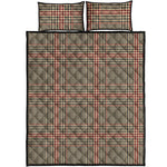 Brown Beige And Red Glen Plaid Print Quilt Bed Set