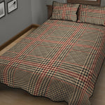 Brown Beige And Red Glen Plaid Print Quilt Bed Set