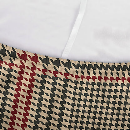 Brown Beige And Red Glen Plaid Print Sofa Cover