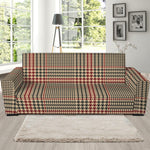 Brown Beige And Red Glen Plaid Print Sofa Slipcover