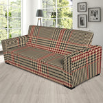 Brown Beige And Red Glen Plaid Print Sofa Slipcover