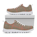 Brown Beige And Red Glen Plaid Print White Running Shoes