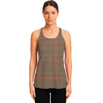 Brown Beige And Red Glen Plaid Print Women's Racerback Tank Top