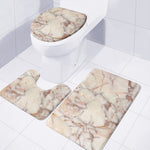 Brown Beige Marble Print 3 Piece Bath Mat Set