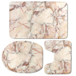 Brown Beige Marble Print 3 Piece Bath Mat Set