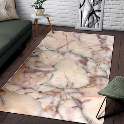 Brown Beige Marble Print Area Rug GearFrost
