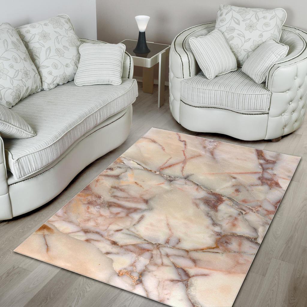 Brown Beige Marble Print Area Rug GearFrost