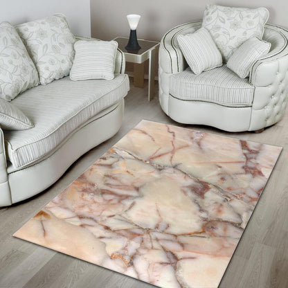 Brown Beige Marble Print Area Rug GearFrost