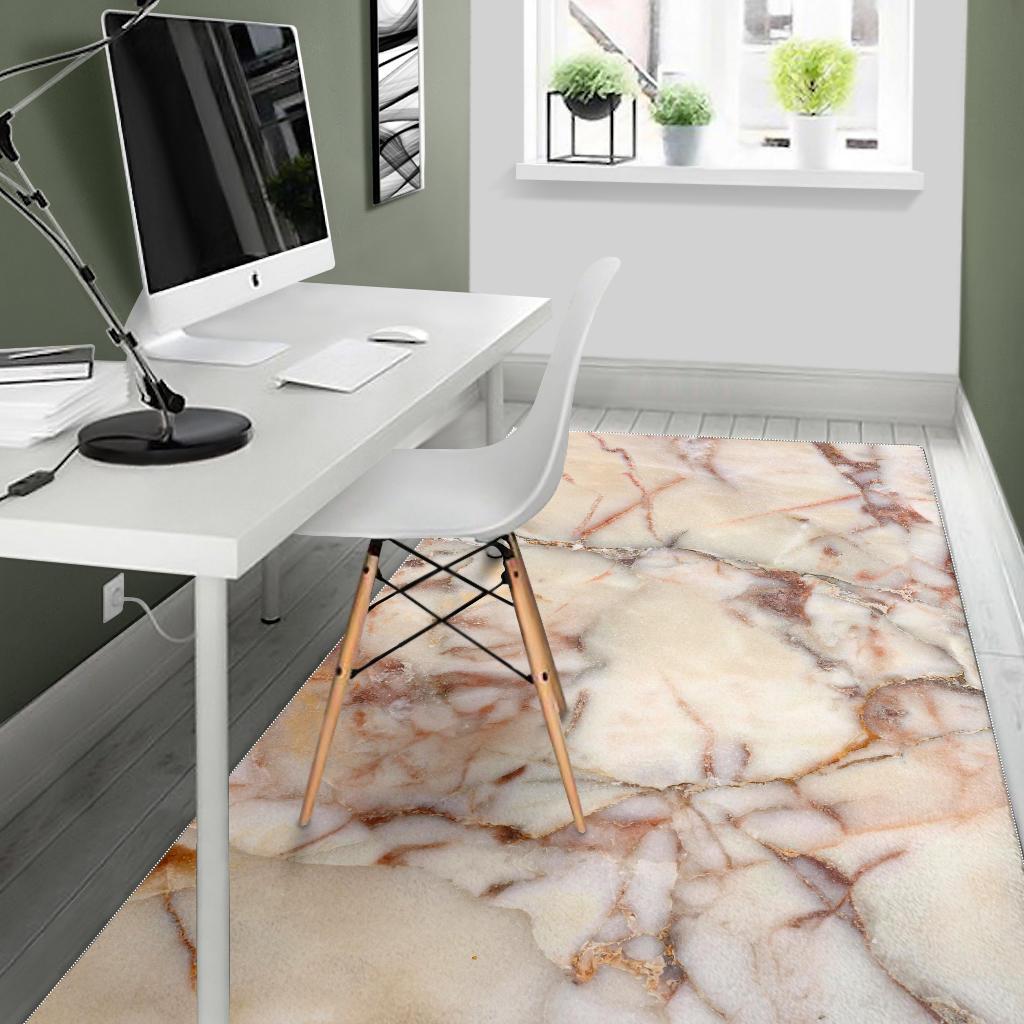 Brown Beige Marble Print Area Rug GearFrost