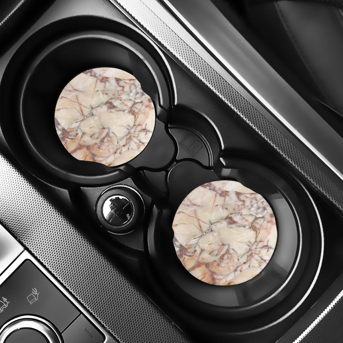 Brown Beige Marble Print Car Coasters