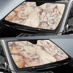 Brown Beige Marble Print Car Sun Shade GearFrost