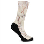 Brown Beige Marble Print Crew Socks