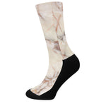 Brown Beige Marble Print Crew Socks