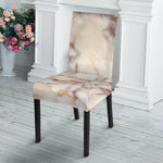 Brown Beige Marble Print Dining Chair Slipcover