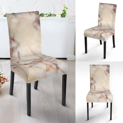 Brown Beige Marble Print Dining Chair Slipcover