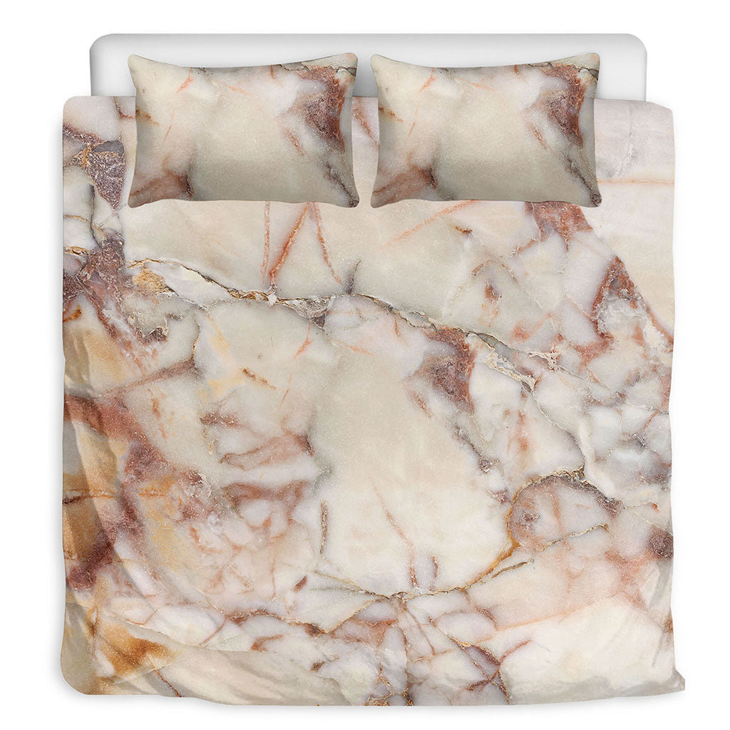 Brown Beige Marble Print Duvet Cover Bedding Set