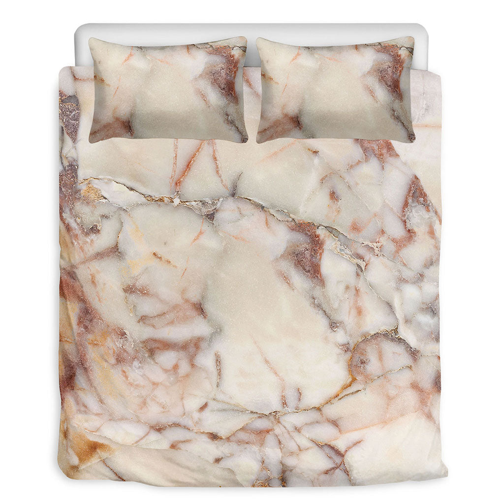Brown Beige Marble Print Duvet Cover Bedding Set