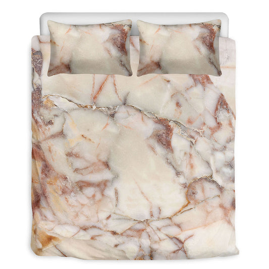 Brown Beige Marble Print Duvet Cover Bedding Set