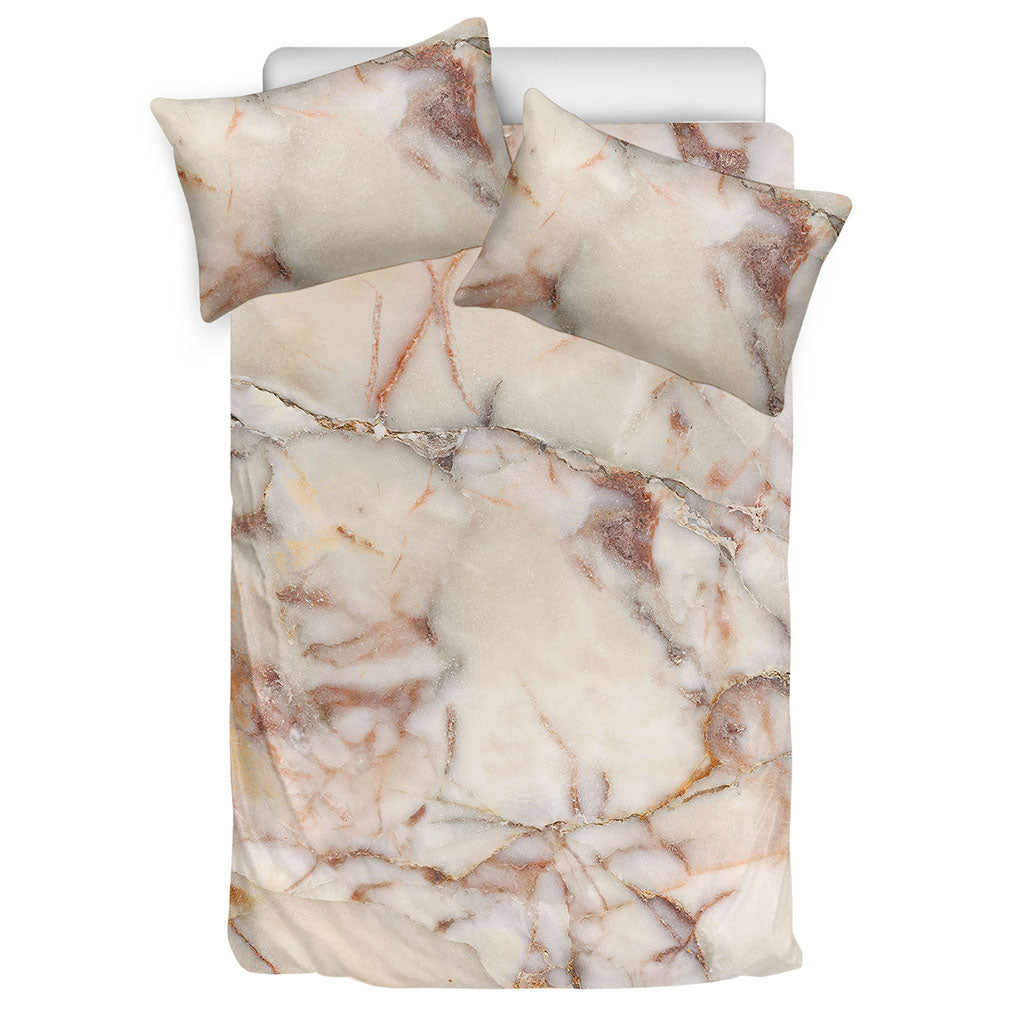 Brown Beige Marble Print Duvet Cover Bedding Set