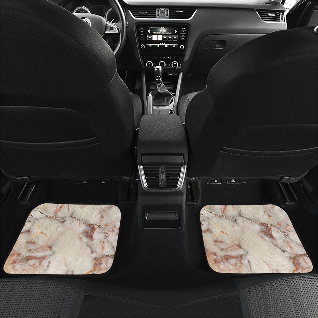 Brown Beige Marble Print Front and Back Car Floor Mats