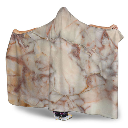 Brown Beige Marble Print Hooded Blanket