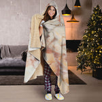 Brown Beige Marble Print Hooded Blanket