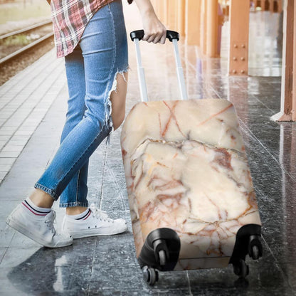 Brown Beige Marble Print Luggage Cover GearFrost