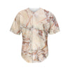 Brown Beige Marble Print Men's Baseball Jersey