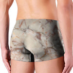 Brown Beige Marble Print Men's Boxer Briefs