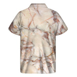 Brown Beige Marble Print Men's Short Sleeve Shirt
