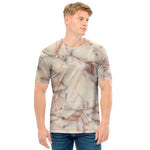 Brown Beige Marble Print Men's T-Shirt
