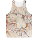 Brown Beige Marble Print Men's Tank Top