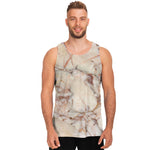 Brown Beige Marble Print Men's Tank Top